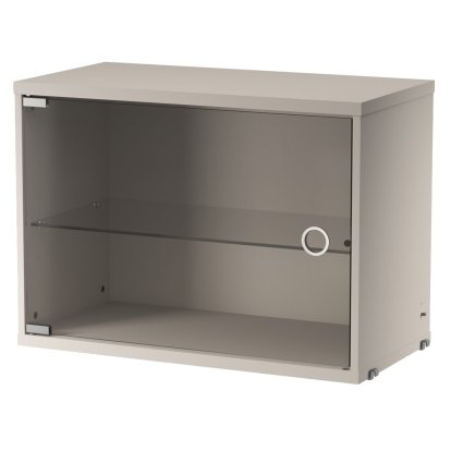 String System Schrankelement mit Glasschwenktür, Beige lackiert