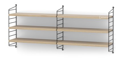 String System Wandregal M, 20 cm, Schwarz, Eichefurnier