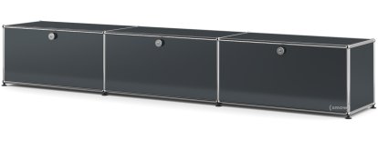 USM Haller Lowboard XL, individualisierbar, Anthrazitgrau RAL 7016, Mit 3 Klappen, 35 cm