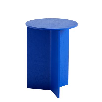 Slit Beistelltisch Holz, H 47 x Ø 35 cm, Vivid blue lacquered