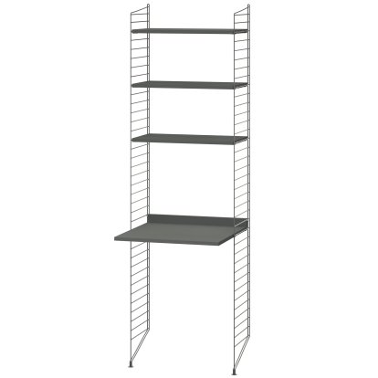 Bodenregal mit Schreibtisch, Dunkelgrau lackiert