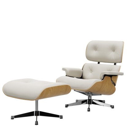 Eames Lounge Chair & Ottoman White, 84 cm - Originalhöhe 1956