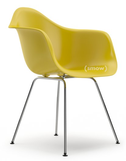 Eames Plastic Armchair RE DAX, Senf, Ohne Polsterung, Ohne Polsterung, Standardhöhe - 43 cm, Verchromt