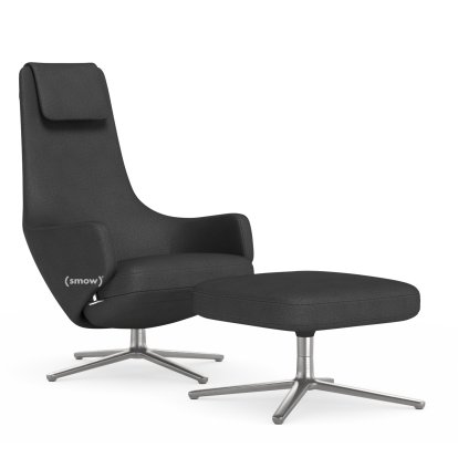 Repos, Sessel Repos & Ottoman, Stoff Dumet carbon/schwarz, 40 cm, Poliert