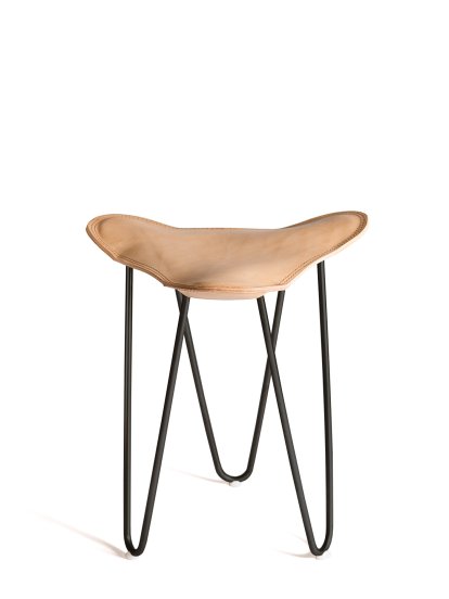 Trifolium Stool, Natur, Stahl, schwarz pulverbeschichtet