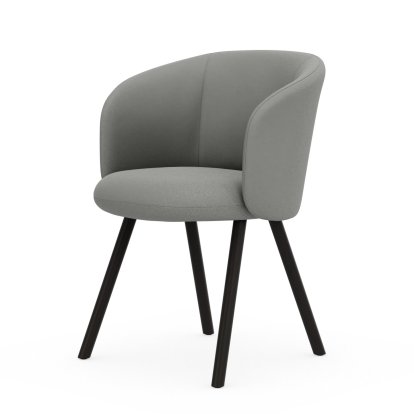 Mikado Armlehnstuhl, Eiche dunkel, Plano, Cremeweiß / sierragrau, Gleiter für Teppichboden