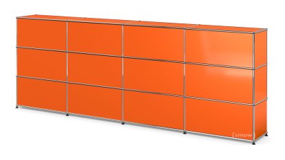 USM Haller Theke Typ 1, Reinorange RAL 2004, 300 cm (4 Elemente), 35 cm