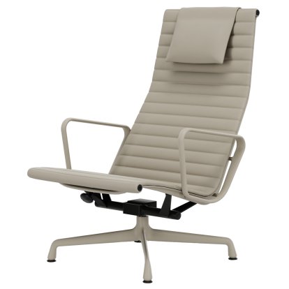 Aluminium Chair EA 124, Aluminium pulverbeschichtet kreidefarben, Leder (Standard), Ton
