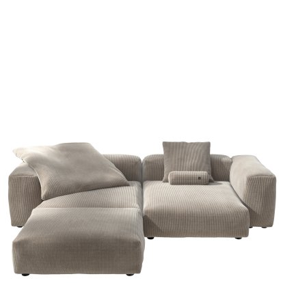 Vetsak Sofa Set 3, Cord velours - Platinum, Mit Kissen