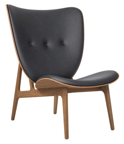 Elephant Lounge Chair, Leder Dunes anthrazit, Eiche hell geräuchert