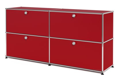 USM Haller Sideboard L, individualisierbar, USM rubinrot, Mit 2 Klappen, Mit 2 Klappen