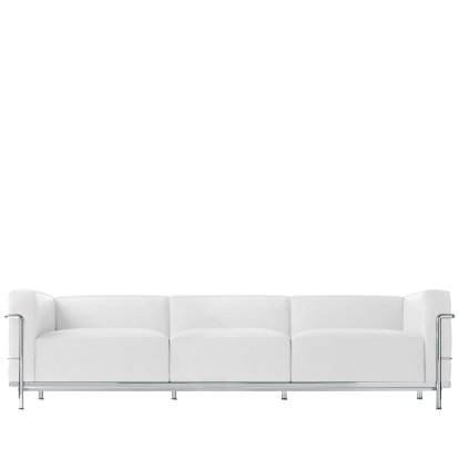 3 Fauteuil Grand Confort, grand modèle, trois places, verchromt, Leder Scozia, Weiß