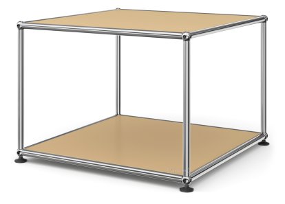 USM Haller Beistelltisch 50, Oben und unten Metall, USM beige
