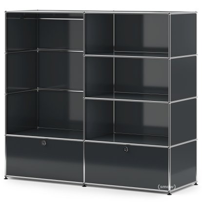 USM Haller Garderobe L mit Kleiderstange, Anthrazitgrau RAL 7016