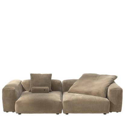 Vetsak Sofa Set 2, L, Cord velours - Sand, Mit Kissen