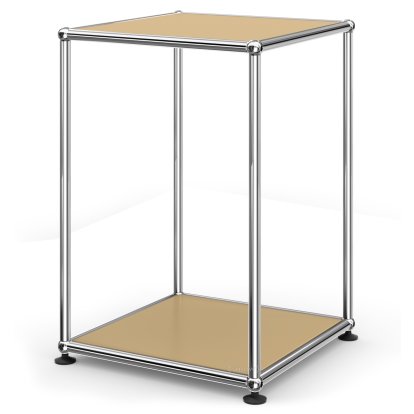 USM Haller Beistelltisch 35 hoch, Oben und unten Metall, USM beige