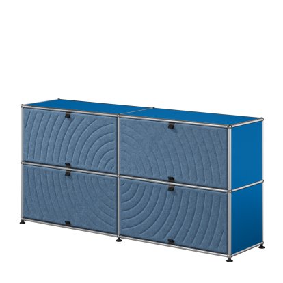 USM Haller Sideboard L mit vier USM Haller Soft Panels, rund, Enzianblau RAL 5010, Blau