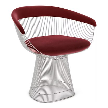 Platner Armlehnsessel, Knoll Velvet, Flamenco