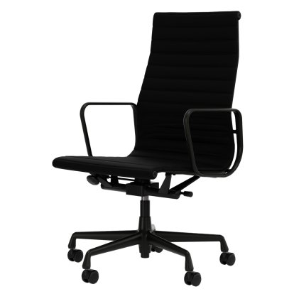 Aluminium Chair EA 119, Aluminium tiefschwarz pulverbeschichtet, Leder Premium F, Nero