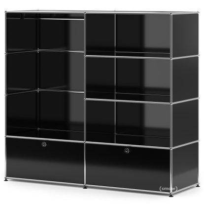 USM Haller Garderobe L mit Kleiderstange, Graphitschwarz RAL 9011