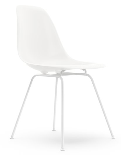 Eames Plastic Side Chair RE DSX, Weiß non-RE, Ohne Polsterung, Ohne Polsterung, Standardhöhe - 43 cm, Beschichtet weiß