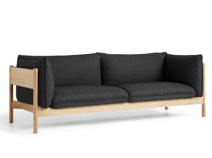 Arbour Sofa, Re-wool 198 - schwarz/natur, Eiche geölt und gewachst