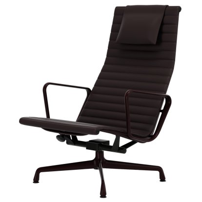 Aluminium Chair EA 124, Aluminium pulverbeschichtet dunkel-bordeaux, Leder (Standard), Pflaume