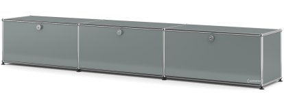 USM Haller Lowboard XL, individualisierbar, Mittelgrau RAL 7005, Mit 3 Klappen, 35 cm