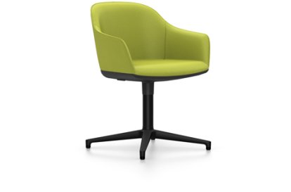 Softshell Chair auf Viersternfuß, Aluminium pulverbeschichtet basic dark, Plano, Avocado, Gleiter für Teppichboden
