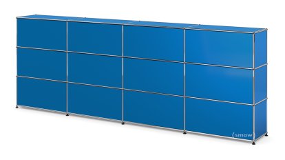 USM Haller Theke Typ 1, Enzianblau RAL 5010, 300 cm (4 Elemente), 35 cm