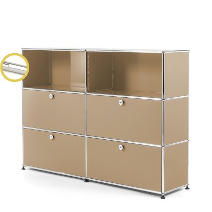 USM Haller E Highboard L mit Fachbeleuchtung, USM beige, Kaltweiß