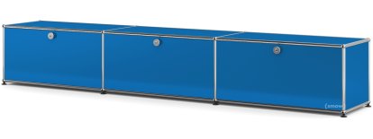 USM Haller Lowboard XL, individualisierbar, Enzianblau RAL 5010, Mit 3 Klappen, 35 cm