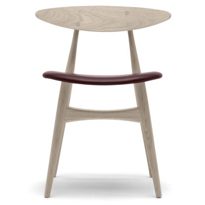 CH33P Stuhl, Eiche geseift, Leder burgund