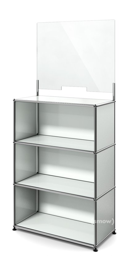 USM Haller Counter M mit Security Screen, Lichtgrau RAL 7035, Mit Füßen