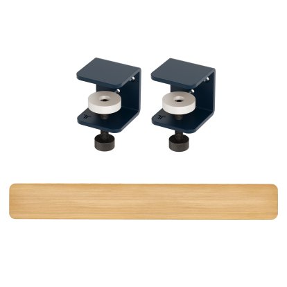 Tiptoe Wandregal Eiche massiv, Wandregal 150 cm, Mineralblau