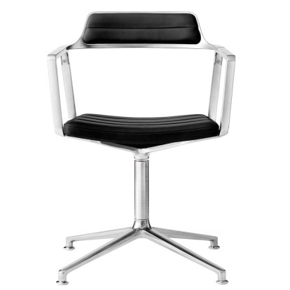 Swivel 452 Drehstuhl, Poliert, Standfuß, Leder schwarz