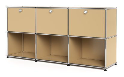 USM Haller Sideboard 50, individualisierbar, USM beige, Mit 3 Klappen, Offen
