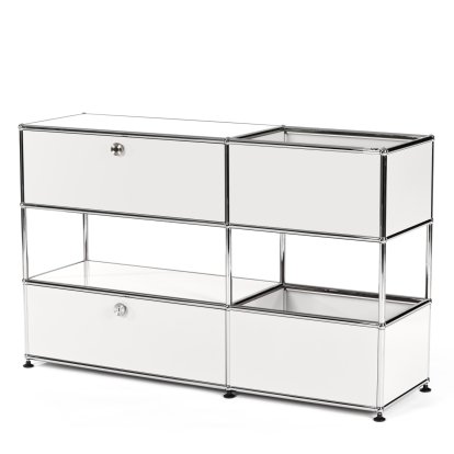 USM Haller Kinder Sideboard M mit Aufbewahrungsboxen, Einfarbig, Reinweiß RAL 9010, Mit Klappe und Auszug (inkl. Einlegerahmen)