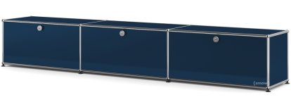 USM Haller Lowboard XL, individualisierbar, Stahlblau RAL 5011, Mit 3 Klappen, 35 cm