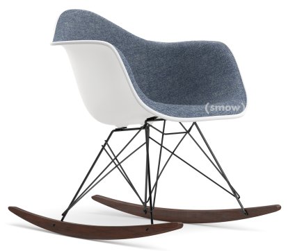 Eames Plastic Armchair RE RAR mit Polsterung, Weiß non-RE, Mit Vollpolsterung, Dunkelblau / elfenbein, Weiß, Basic Dark/Ahorn dunkel