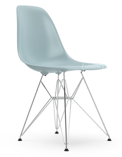 Eames Plastic Side Chair RE DSR, Eisgrau, Ohne Polsterung, Ohne Polsterung, Standardhöhe - 43 cm, Verchromt