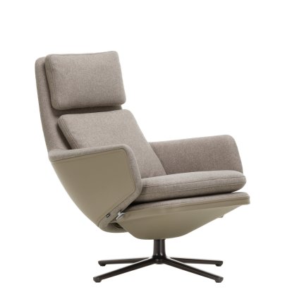 Grand Relax Loungesessel, Ohne Ottoman, Stoff Cosy, fossil / Leder Forte, sand, Basic dark, 46,5 cm