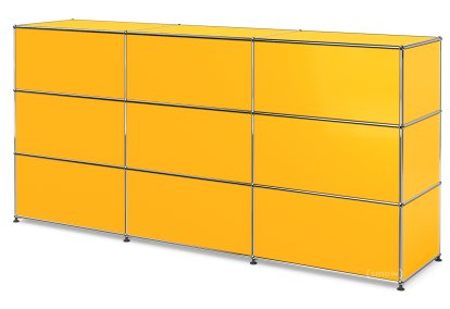 USM Haller Theke Typ 1, Goldgelb RAL 1004, 225 cm (3 Elemente), 50 cm