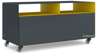 TV Lowboard R 108, Anthrazitgrau (RAL 7016) - Verkehrsgelb (RAL 1023), Transparentrollen