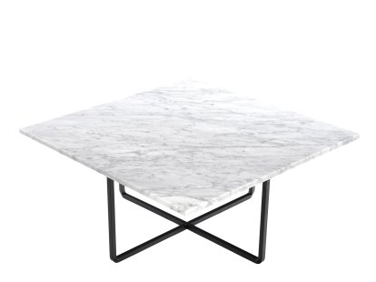 Ninety Table, Groß (H 35 x B 80 x T 80 cm), Weiß Carrara, Stahl, schwarz pulverbeschichtet