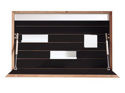 Flatbox Wandsekretär, Melamin schwarz mit Birkenkante (Technikpaket 2)