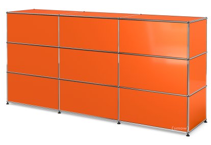 USM Haller Theke Typ 1, Reinorange RAL 2004, 225 cm (3 Elemente), 50 cm