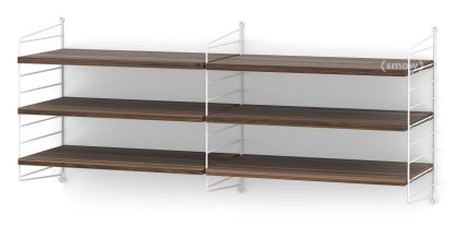 String System Wandregal M, 30 cm, Weiß, Walnussfurnier