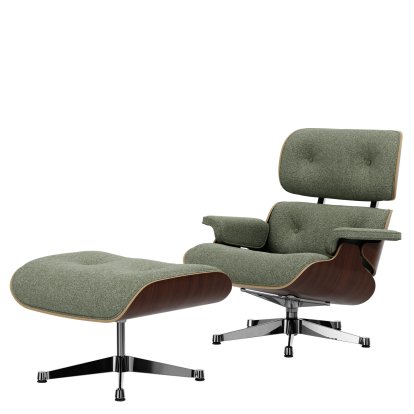Eames Lounge Chair & Ottoman Nubia, Elfenbein forest / Nussbaum, dunkel