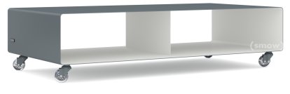 TV Lowboard R 200, Zweifarbig, Basaltgrau (RAL 7012) -  Reinweiß (RAL 9010), Transparentrollen